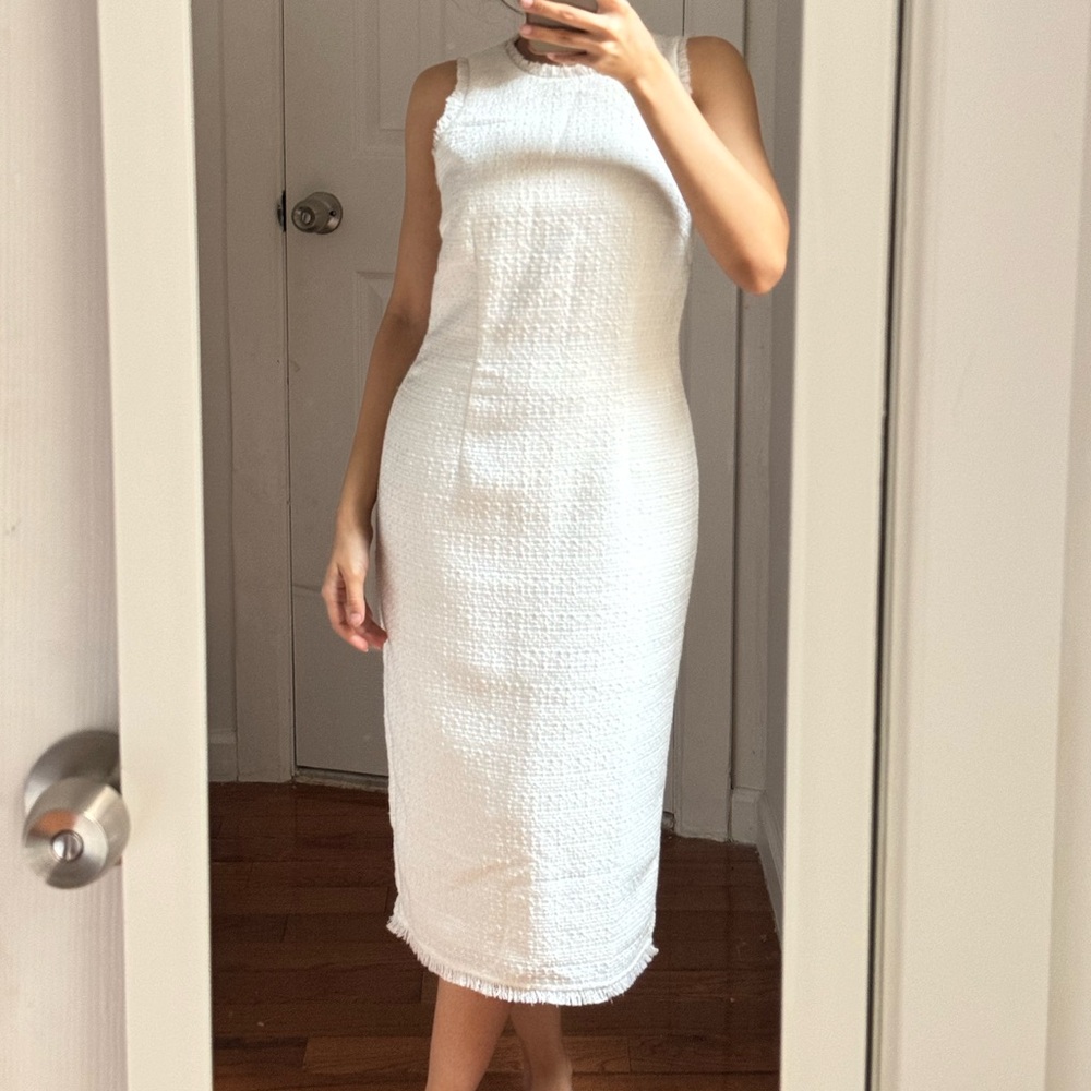 Love Bonito very high quality tweed midi white dress